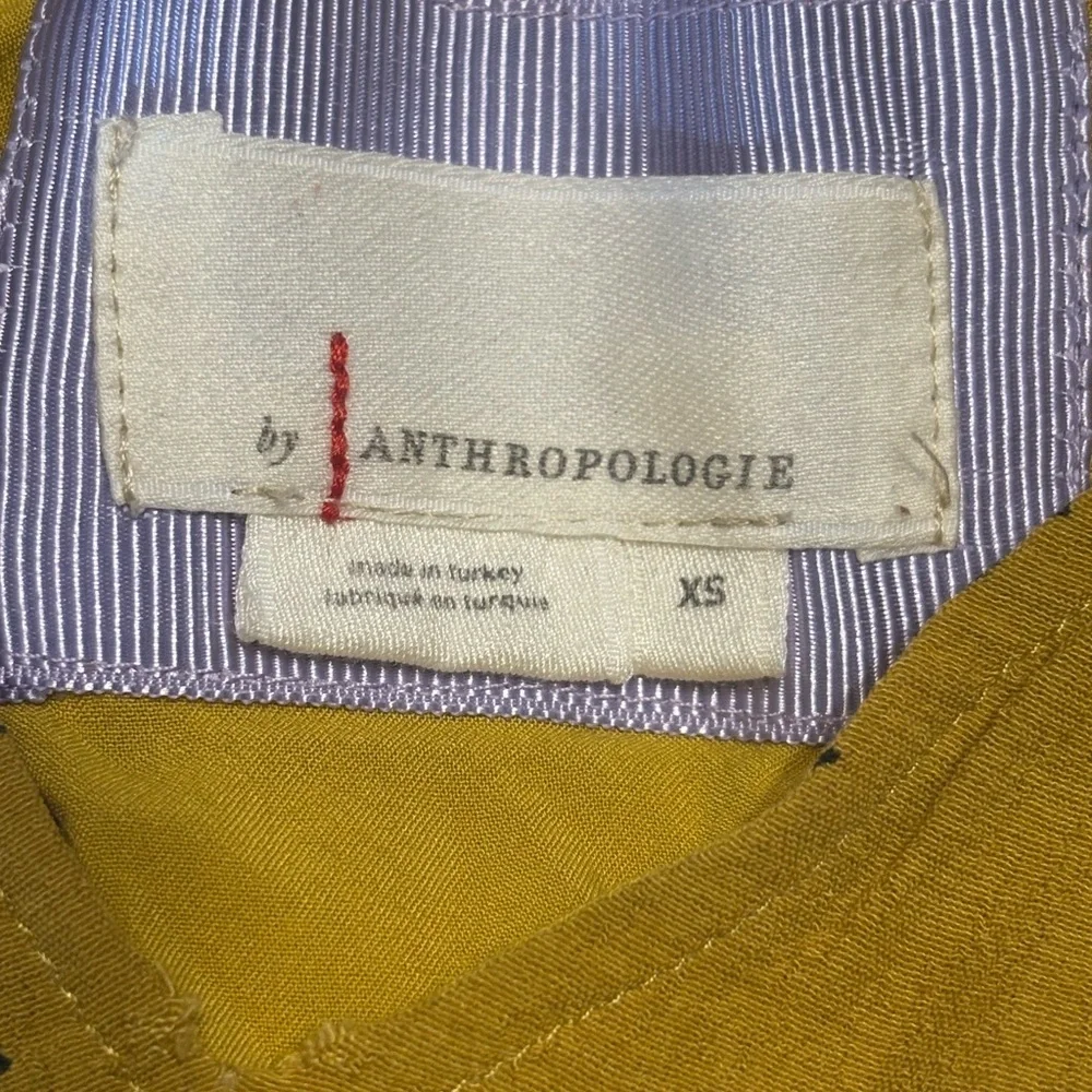 Anthropologie Mustard and Indigo Floral Mini Dress size XS * - Picture 6 of 15